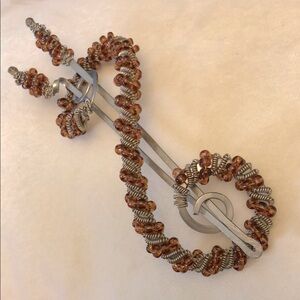 Vintage Beaded Spiral Metal Spring Hair Slide Clasp Accessory